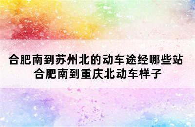 合肥南到苏州北的动车途经哪些站 合肥南到重庆北动车样子